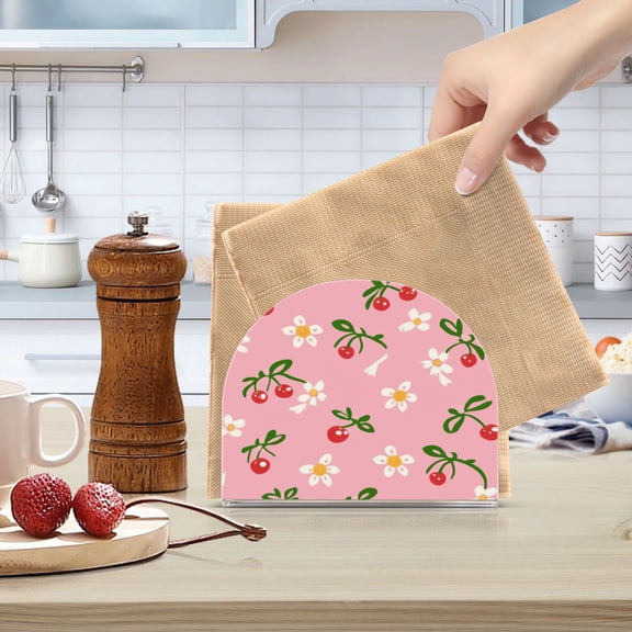 Standing Dining Table Napkin Holder, Napkin Holder for Table Kitchen Acrylic Paper Tissue Organization, Daisies and Bow Pattern