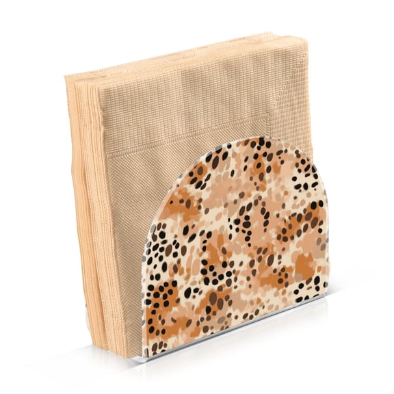 Standing Dining Table Napkin Holder, Napkin Holder for Table Kitchen Acrylic Paper Tissue Organization, Earthy Brown Leopard Print
