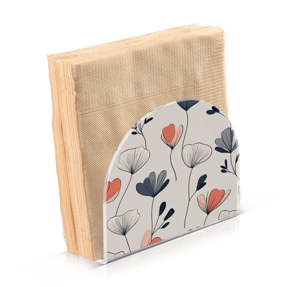 Standing Dining Table Napkin Holder, Napkin Holder for Table Kitchen Acrylic Paper Tissue Organization, Elegant and Simple Flowers