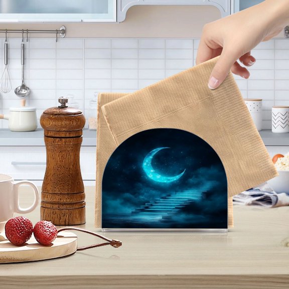 Standing Dining Table Napkin Holder, Napkin Holder for Table Kitchen Acrylic Paper Tissue Organization, Ethereal Moonlit Night Background