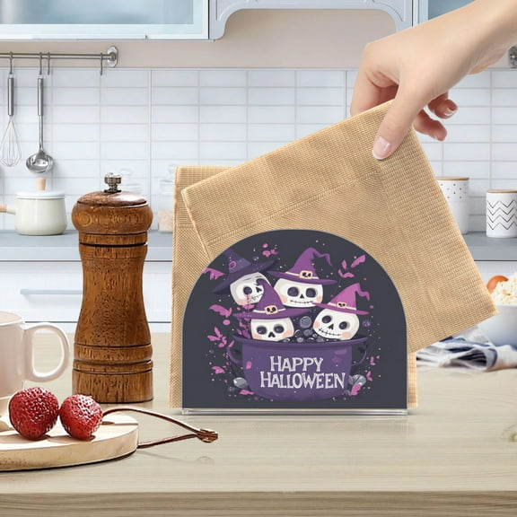 Standing Dining Table Napkin Holder, Napkin Holder for Table Kitchen Acrylic Paper Tissue Organization, Flat Design Halloween Background