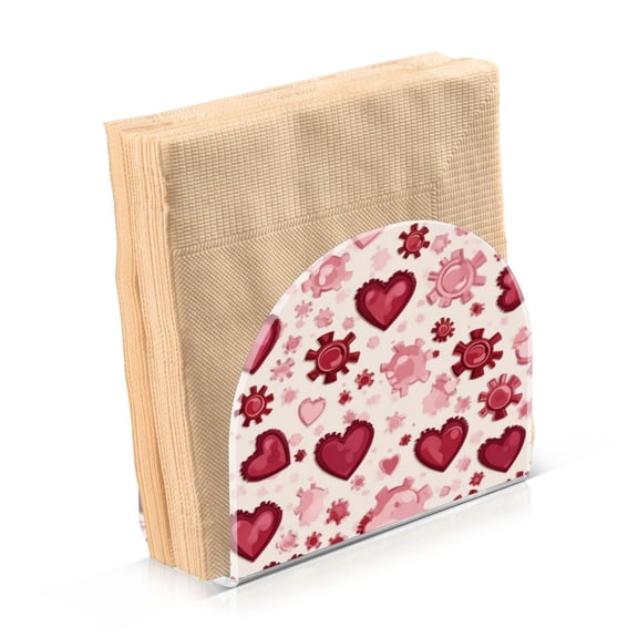 Standing Dining Table Napkin Holder, Napkin Holder for Table Kitchen Acrylic Paper Tissue Organization, Gear-shaped Hearts Pattern