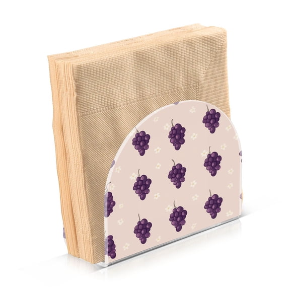 Standing Dining Table Napkin Holder, Napkin Holder for Table Kitchen Acrylic Paper Tissue Organization, Grapes and Flowers Pattern