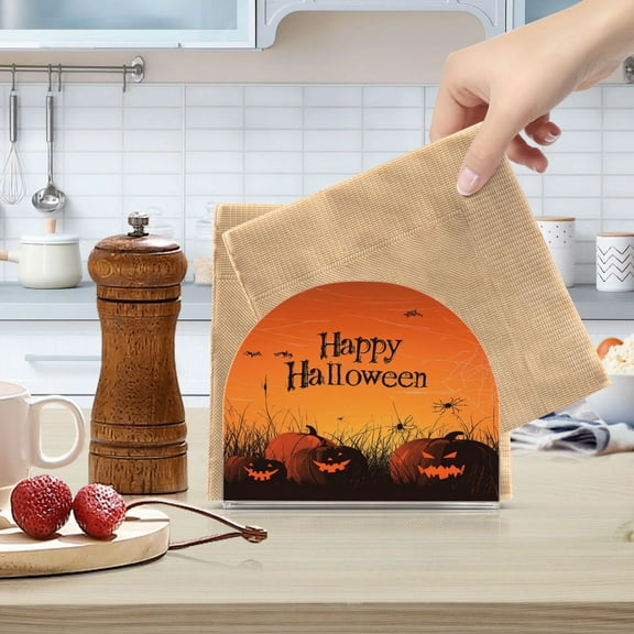 Standing Dining Table Napkin Holder, Napkin Holder for Table Kitchen Acrylic Paper Tissue Organization, Halloween Background with Pumpkins