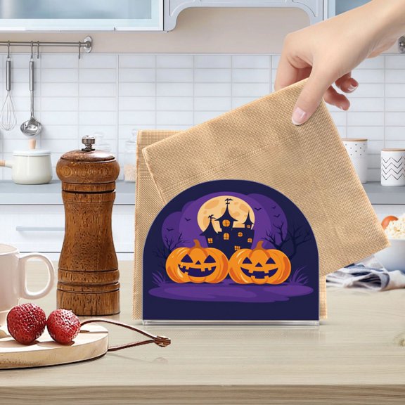 Standing Dining Table Napkin Holder, Napkin Holder for Table Kitchen Acrylic Paper Tissue Organization, Halloween Concept and Cartoonish Design