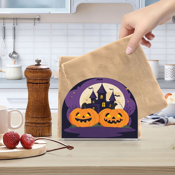 Standing Dining Table Napkin Holder, Napkin Holder for Table Kitchen Acrylic Paper Tissue Organization, Halloween Concept