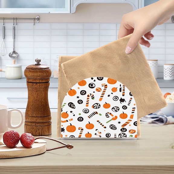 Standing Dining Table Napkin Holder, Napkin Holder for Table Kitchen Acrylic Paper Tissue Organization, Halloween Cute Candy