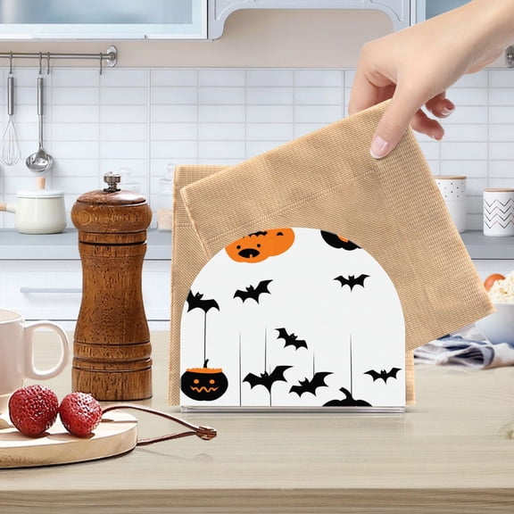 Standing Dining Table Napkin Holder, Napkin Holder for Table Kitchen Acrylic Paper Tissue Organization, Halloween Decoration Design Elements