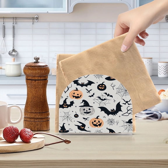 Standing Dining Table Napkin Holder, Napkin Holder for Table Kitchen Acrylic Paper Tissue Organization, Halloween Design Elements