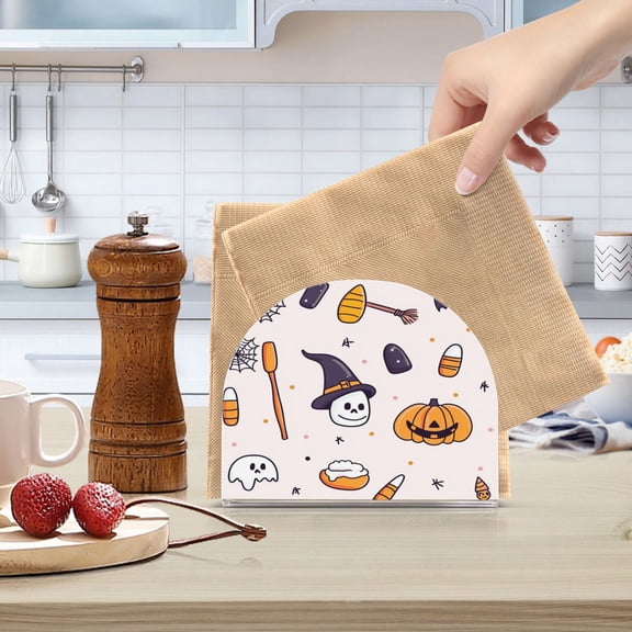 Standing Dining Table Napkin Holder, Napkin Holder for Table Kitchen Acrylic Paper Tissue Organization, Halloween Elements