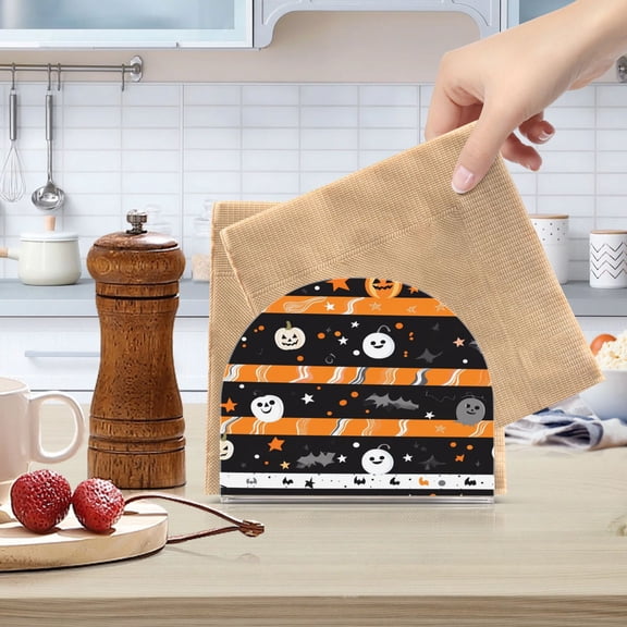 Standing Dining Table Napkin Holder, Napkin Holder for Table Kitchen Acrylic Paper Tissue Organization, Halloween Stripes Element