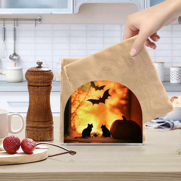 Standing Dining Table Napkin Holder, Napkin Holder for Table Kitchen Acrylic Paper Tissue Organization, Halloween-style Atmosphere