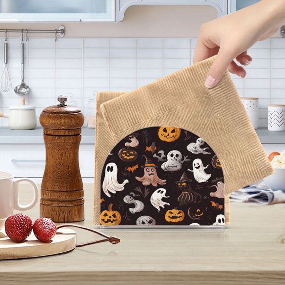 Standing Dining Table Napkin Holder, Napkin Holder for Table Kitchen Acrylic Paper Tissue Organization, Halloween-themed Cartoonish Ghosts Characters