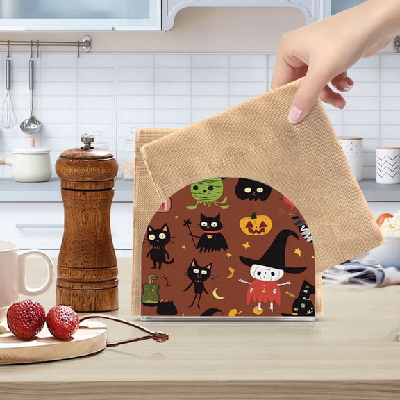 Standing Dining Table Napkin Holder, Napkin Holder for Table Kitchen Acrylic Paper Tissue Organization, Halloween-themed Cute Characters