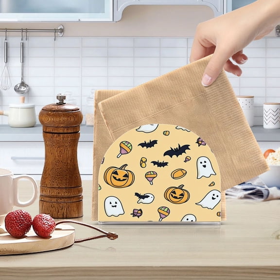 Standing Dining Table Napkin Holder, Napkin Holder for Table Kitchen Acrylic Paper Tissue Organization, Halloween-themed Simple Line Art