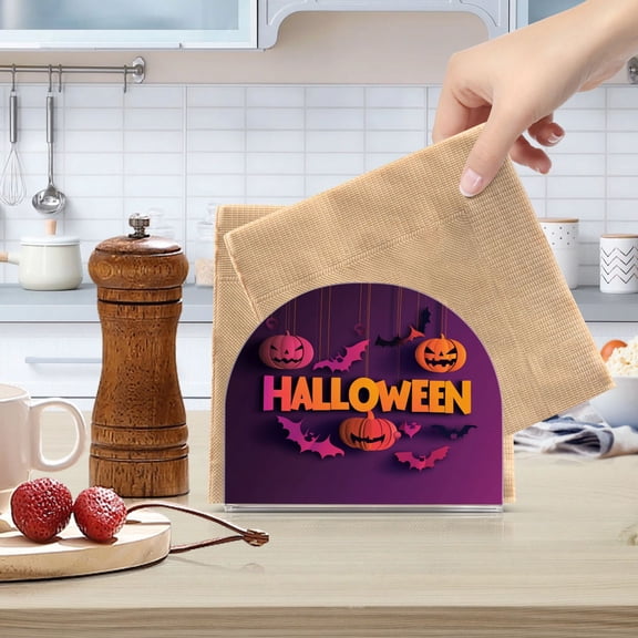 Standing Dining Table Napkin Holder, Napkin Holder for Table Kitchen Acrylic Paper Tissue Organization, Halloween