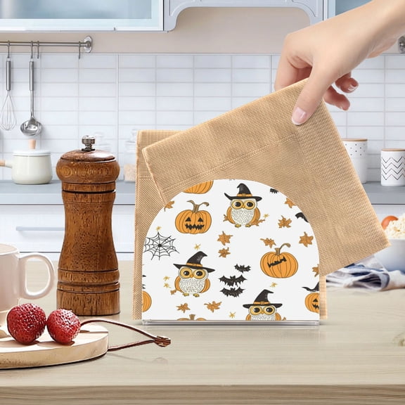 Standing Dining Table Napkin Holder, Napkin Holder for Table Kitchen Acrylic Paper Tissue Organization, Hand-drawn Cute Owls Pattern