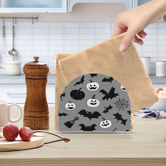 Standing Dining Table Napkin Holder, Napkin Holder for Table Kitchen Acrylic Paper Tissue Organization, Hand-drawn Halloween Design Elements