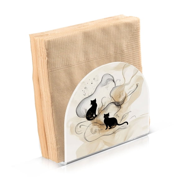 Standing Dining Table Napkin Holder, Napkin Holder for Table Kitchen Acrylic Paper Tissue Organization, Ink Painting Style Cat