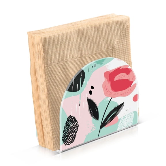 Standing Dining Table Napkin Holder, Napkin Holder for Table Kitchen Acrylic Paper Tissue Organization, Large and Cartoonish Rose