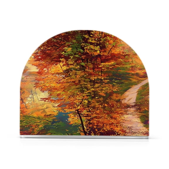 Standing Dining Table Napkin Holder, Napkin Holder for Table Kitchen Acrylic Paper Tissue Organization, Orange Leaves