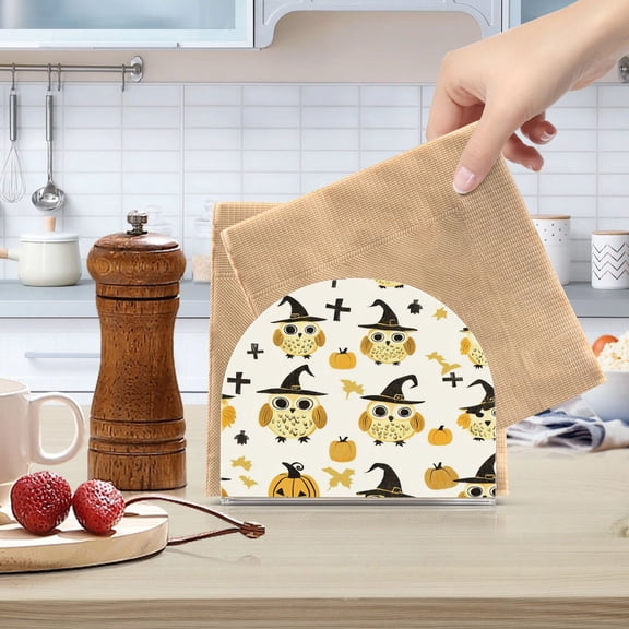 Standing Dining Table Napkin Holder, Napkin Holder for Table Kitchen Acrylic Paper Tissue Organization, Owls Pattern