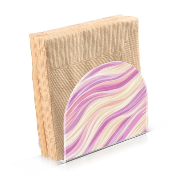 Standing Dining Table Napkin Holder, Napkin Holder for Table Kitchen Acrylic Paper Tissue Organization, Pastel Pink Wavy Lines