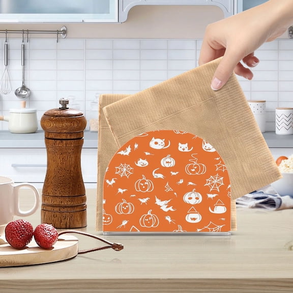 Standing Dining Table Napkin Holder, Napkin Holder for Table Kitchen Acrylic Paper Tissue Organization, Pattern Of Cute Halloween Elements