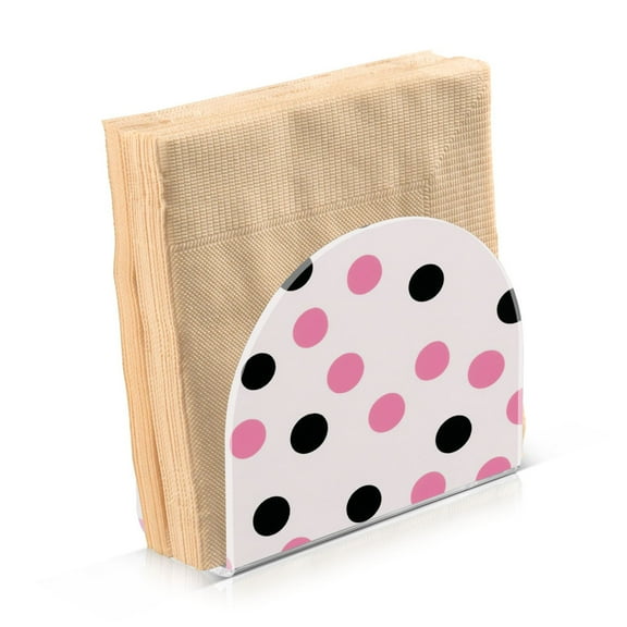 Standing Dining Table Napkin Holder, Napkin Holder for Table Kitchen Acrylic Paper Tissue Organization, Pink and Black Dots
