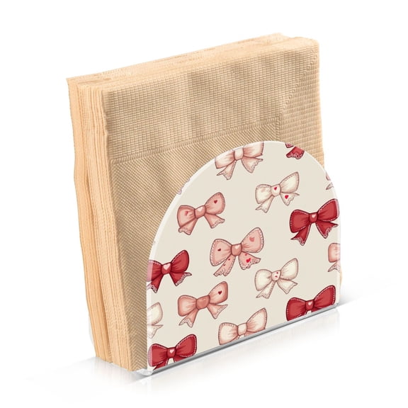 Standing Dining Table Napkin Holder, Napkin Holder for Table Kitchen Acrylic Paper Tissue Organization, Pink and Red Bows