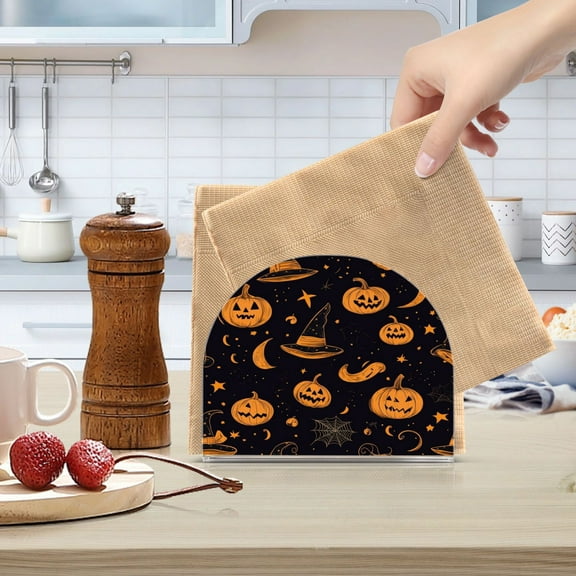 Standing Dining Table Napkin Holder, Napkin Holder for Table Kitchen Acrylic Paper Tissue Organization, Pumpkins Halloween Pattern
