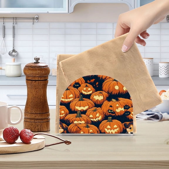 Standing Dining Table Napkin Holder, Napkin Holder for Table Kitchen Acrylic Paper Tissue Organization, Pumpkins