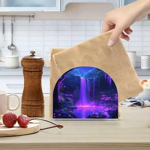 Standing Dining Table Napkin Holder, Napkin Holder for Table Kitchen Acrylic Paper Tissue Organization, Purple Neon Waterfall