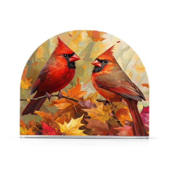 Standing Dining Table Napkin Holder, Napkin Holder for Table Kitchen Acrylic Paper Tissue Organization, Red Birds