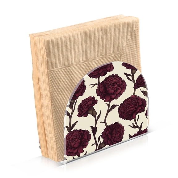 Standing Dining Table Napkin Holder, Napkin Holder for Table Kitchen Acrylic Paper Tissue Organization, Red Carnations Pattern
