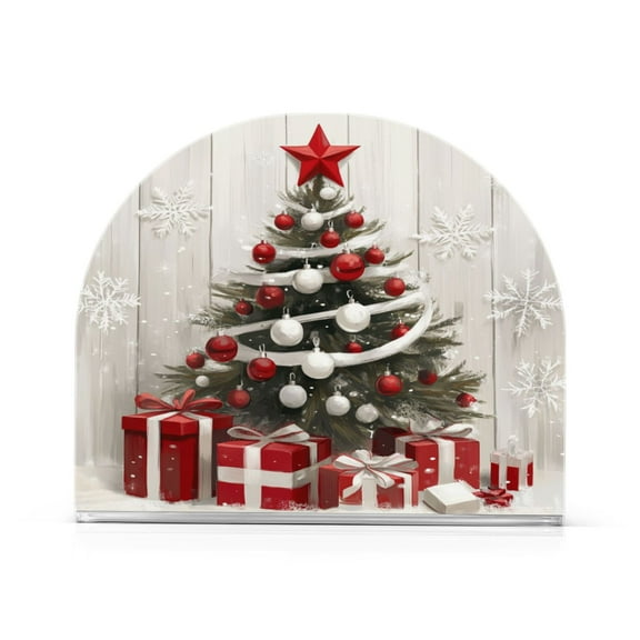Standing Dining Table Napkin Holder, Napkin Holder for Table Kitchen Acrylic Paper Tissue Organization, Red and White Christmas Tree