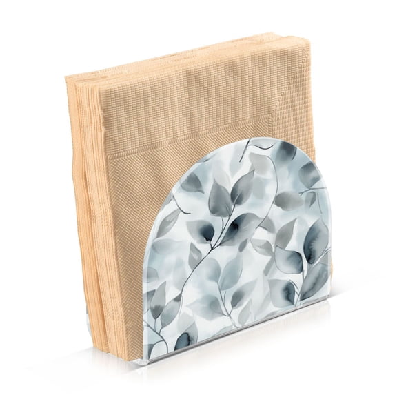 Standing Dining Table Napkin Holder, Napkin Holder for Table Kitchen Acrylic Paper Tissue Organization, Soft Gray Leaves