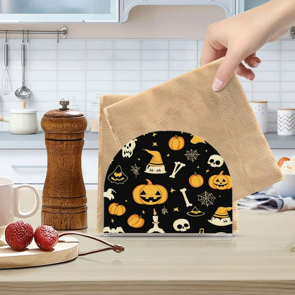 Standing Dining Table Napkin Holder, Napkin Holder for Table Kitchen Acrylic Paper Tissue Organization, Spooky Pattern
