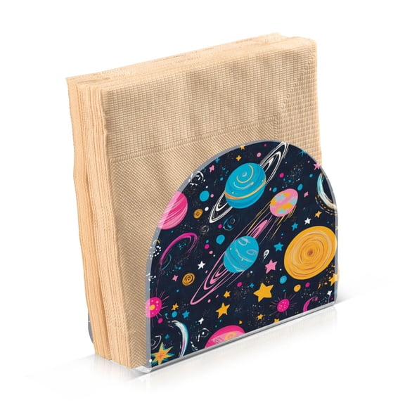Standing Dining Table Napkin Holder, Napkin Holder for Table Kitchen Acrylic Paper Tissue Organization, Stars and Planets Pattern