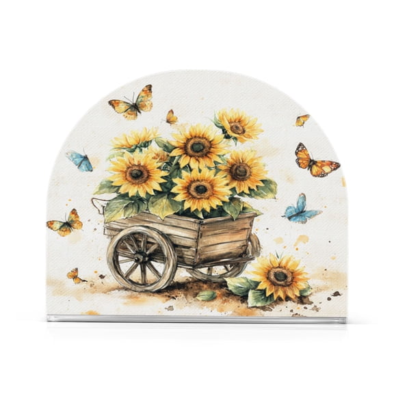 Standing Dining Table Napkin Holder, Napkin Holder for Table Kitchen Acrylic Paper Tissue Organization, Sunflowers and Butterflies