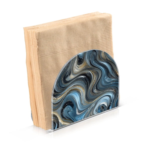 Standing Dining Table Napkin Holder, Napkin Holder for Table Kitchen Acrylic Paper Tissue Organization, Swirling Metal and Marble Pattern