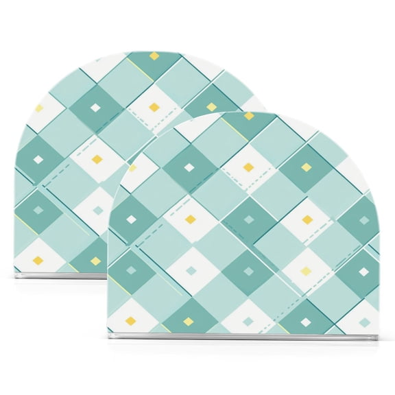 Standing Dining Table Napkin Holder, Napkin Holder for Table Kitchen Acrylic Paper Tissue Organization, Teal Argyle Pattern