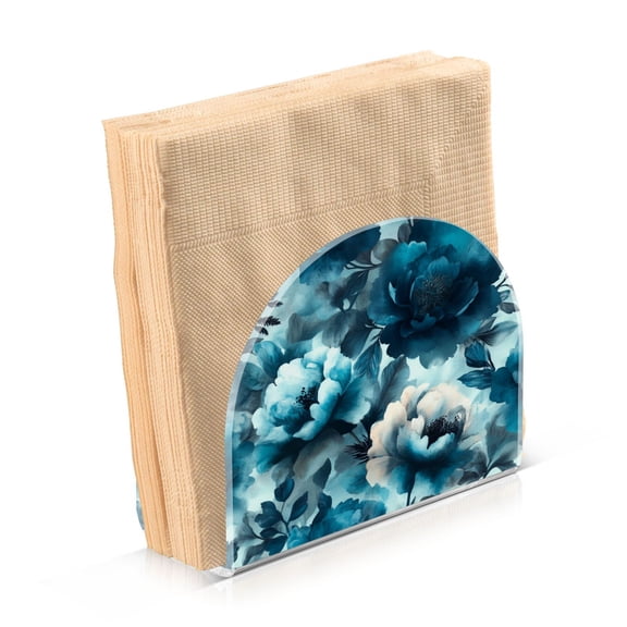 Standing Dining Table Napkin Holder, Napkin Holder for Table Kitchen Acrylic Paper Tissue Organization, Teal Elegant Floral Pattern