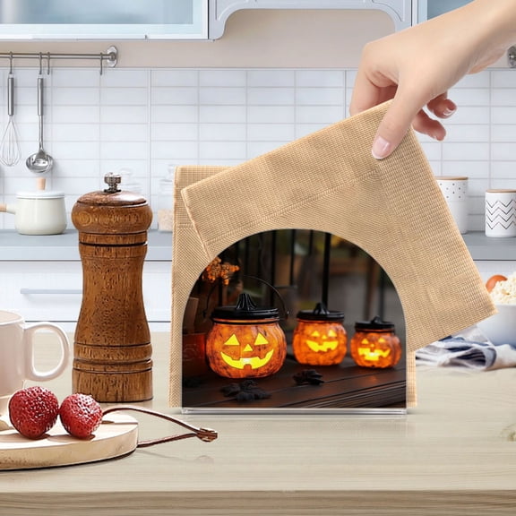 Standing Dining Table Napkin Holder, Napkin Holder for Table Kitchen Acrylic Paper Tissue Organization, Three Halloween Pumpkin Shaped