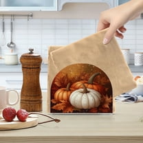 Standing Dining Table Napkin Holder, Napkin Holder for Table Kitchen Acrylic Paper Tissue Organization, Three Pumpkins and Leaves