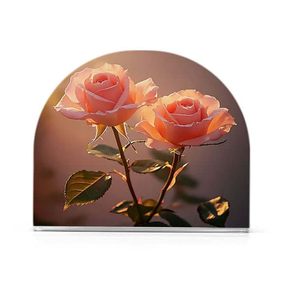 Standing Dining Table Napkin Holder, Napkin Holder for Table Kitchen Acrylic Paper Tissue Organization, Two Pink Roses