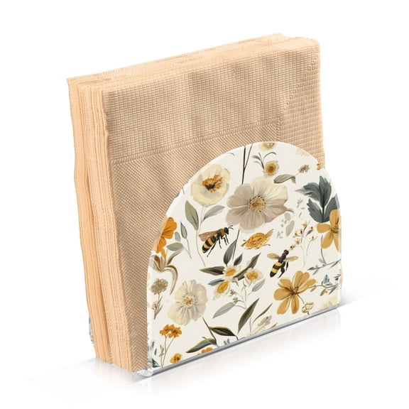 Standing Dining Table Napkin Holder, Napkin Holder for Table Kitchen Acrylic Paper Tissue Organization, Various Flowers and Bees