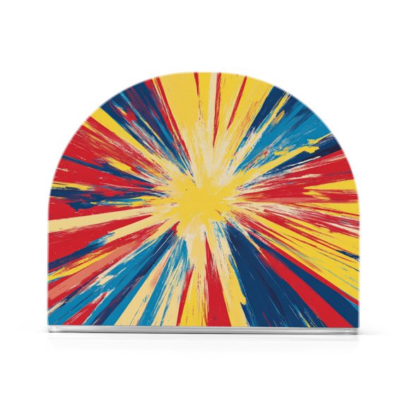 Standing Dining Table Napkin Holder, Napkin Holder for Table Kitchen Acrylic Paper Tissue Organization, Vibrant Yellow Rays