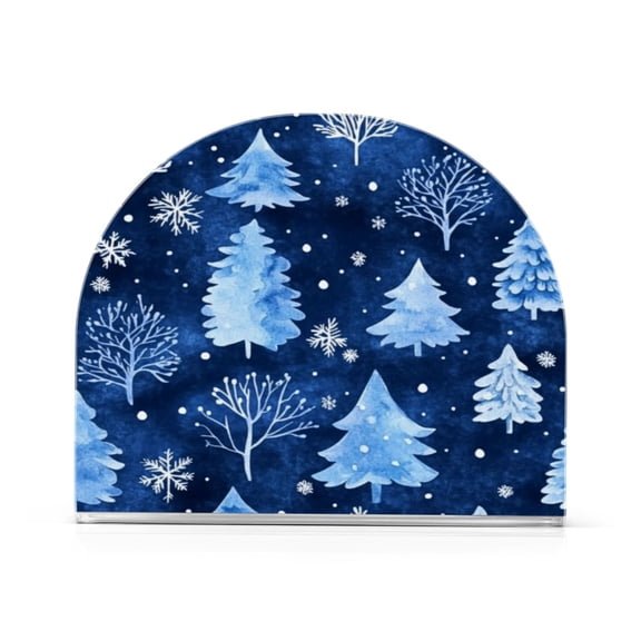 Standing Dining Table Napkin Holder, Napkin Holder for Table Kitchen Acrylic Paper Tissue Organization, Watercolor Winter Trees Pattern