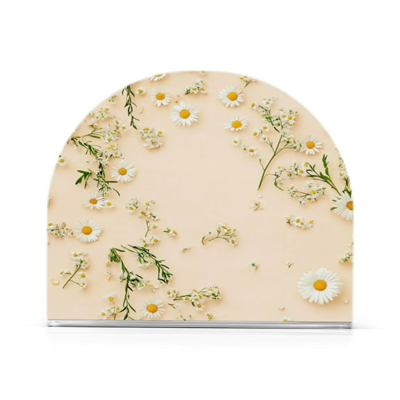 Standing Dining Table Napkin Holder, Napkin Holder for Table Kitchen Acrylic Paper Tissue Organization, White Small Daisy